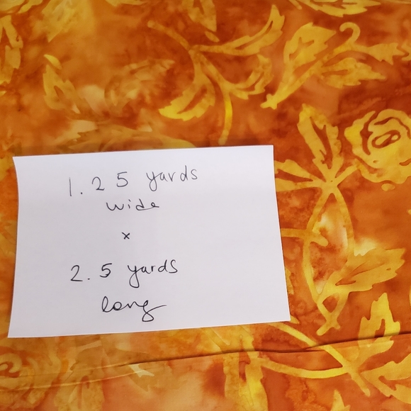 Orange & Yellow Floral Batik Style Cut Fabric - Picture 4 of 4